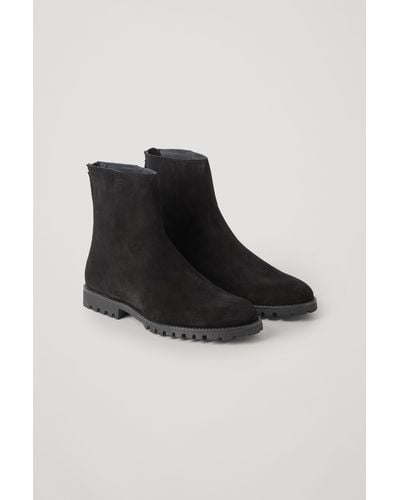 COS Waterproof-suede Zipped Boots - Black