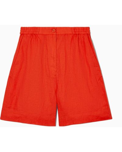 COS Elasticated Linen Shorts - Red