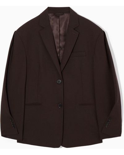 COS Rounded Wool Blazer - Brown