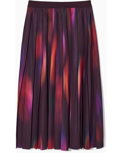 COS Printed Pleated Midi Skirt - Purple