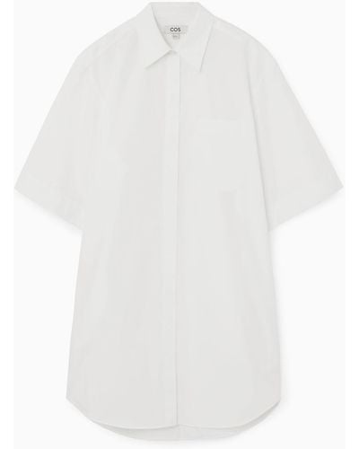COS Oversized Poplin Mini Shirt Dress - White
