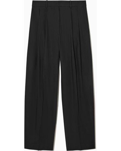 COS Wide-leg Tailored Wool Trousers - Black