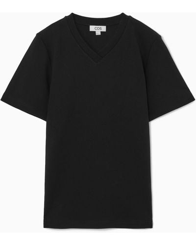COS Boxy V-neck T-shirt - Black