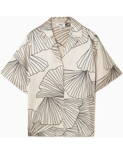 COS Printed Silk Short-sleeved Shirt - Natural
