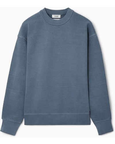 COS Garment-dyed Mock-neck Sweatshirt - Blue
