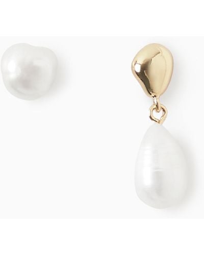 COS Mismatched Pearl Earrings - Metallic