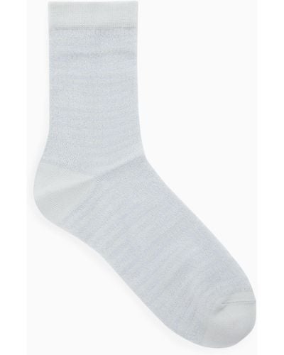 COS Striped Ribbed Socks - White