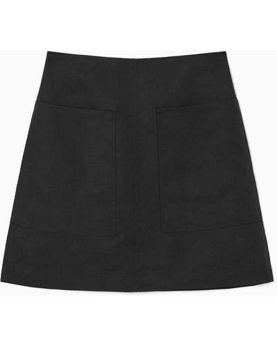 COS A-line Linen Mini Skirt - Black