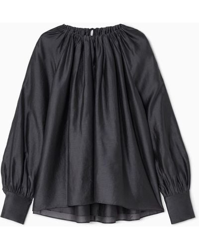 COS Pleated Long-sleeved Blouse - Black