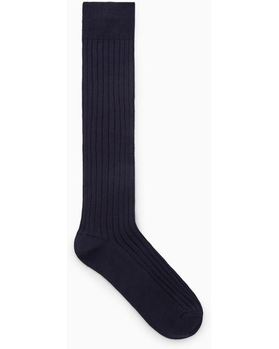 COS Long Ribbed Socks - Blue