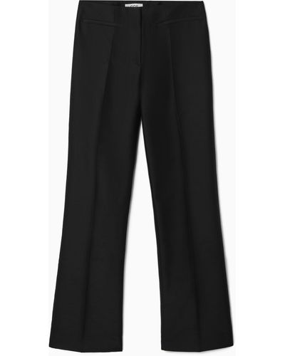 COS Flared Wool-blend Trousers - Black