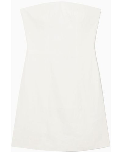 COS Linen-blend Mini Bustier Dress - White