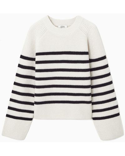 COS Striped Wool Sweater - White