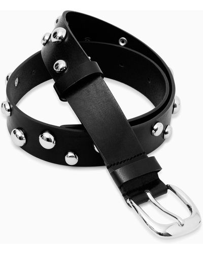 COS Studded Leather Belt - Black