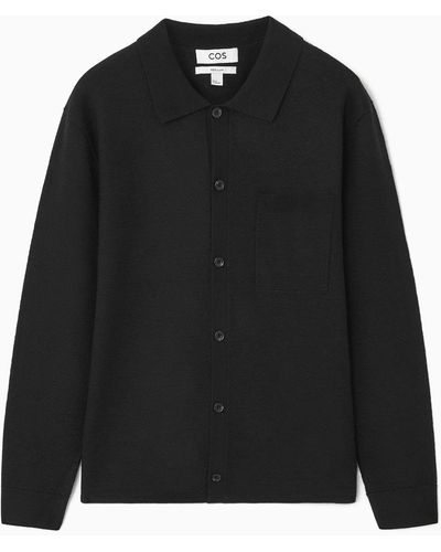COS Knitted Boiled-wool Shirt - Black