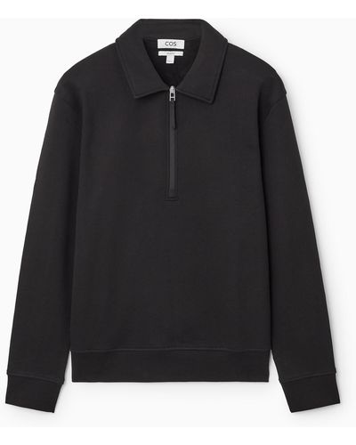 COS Collared Half-zip Sweatshirt - Black