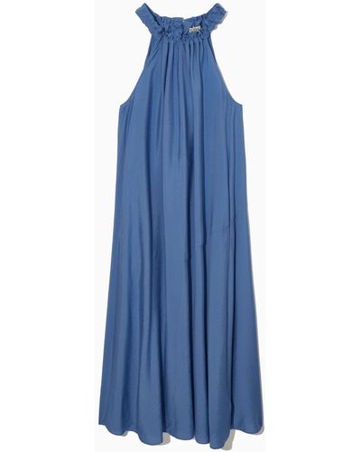 COS Oversized Gathered Maxi Dress - Blue