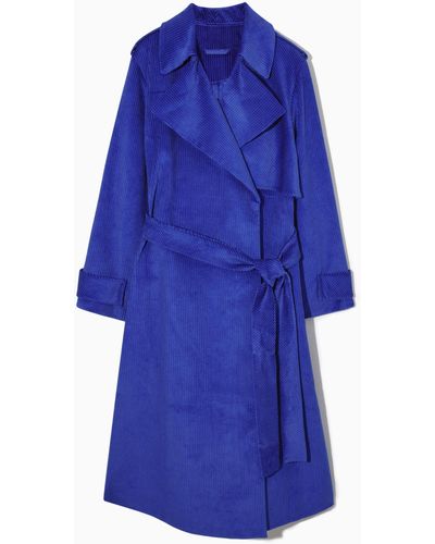 COS Relaxed-fit Corduroy Trench Coat - Blue