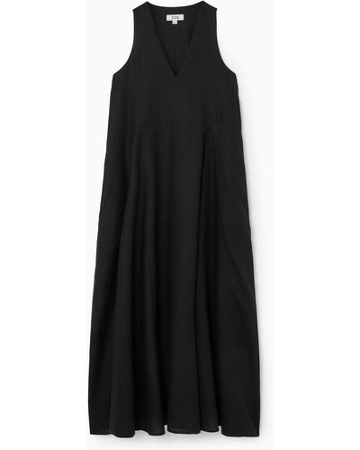 COS Voluminous V-neck Maxi Dress - Black