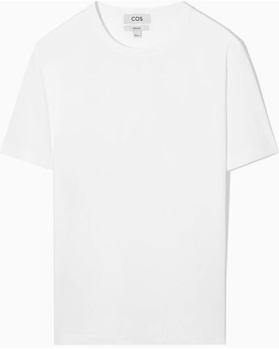 COS Mittelschweres, Gebürstetes T-shirt - Weiß