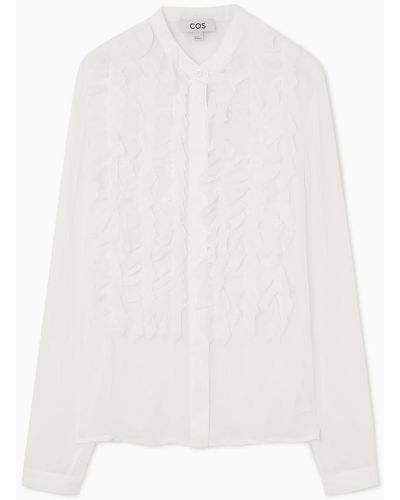 COS Transparente Bluse Mit Rüschen - Weiß