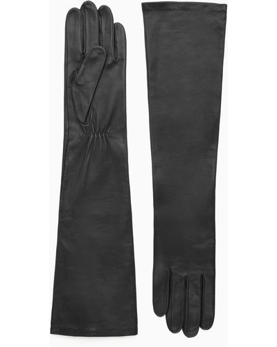 COS Long Leather Gloves - Black