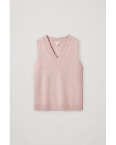 COS Cashmere V-neck Vest - Pink