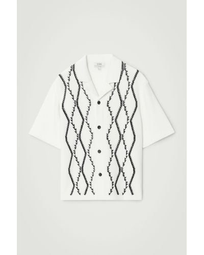 COS Abstract Argyle Knitted Shirt - White