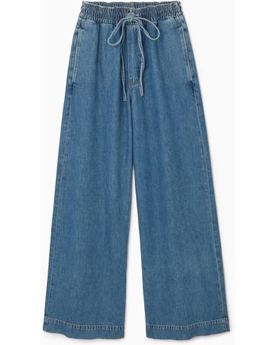 COS Wide-leg Fluid Denim Trousers - Blue