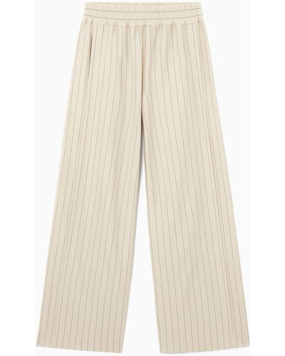 COS Pinstriped Straight-leg Trousers - Natural