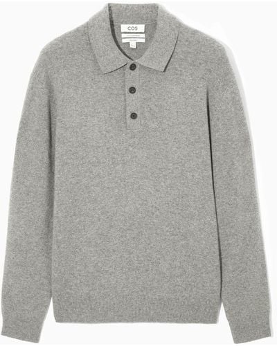 COS Pure Cashmere Polo Shirt - Gray
