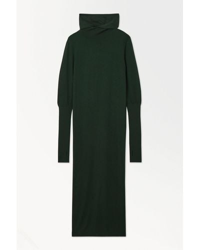 COS The Hooded Wool Dress - Green