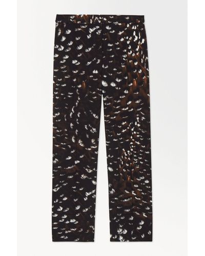 COS The Feather-print Silk Pants - Black