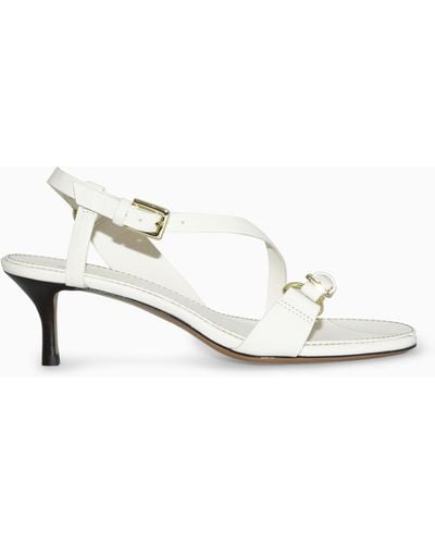 COS Buckled Strappy Heeled Sandals - White