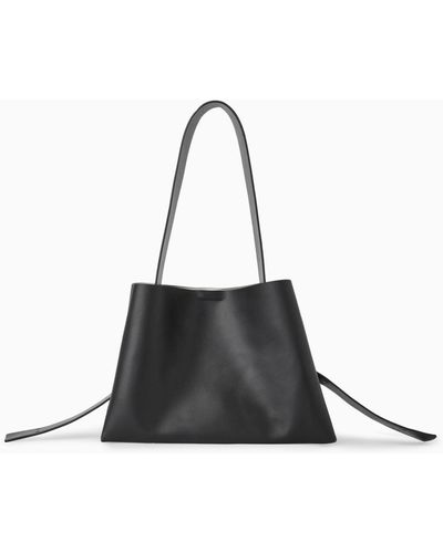 COS Folded Leather Medium Shoulder Bag - Black