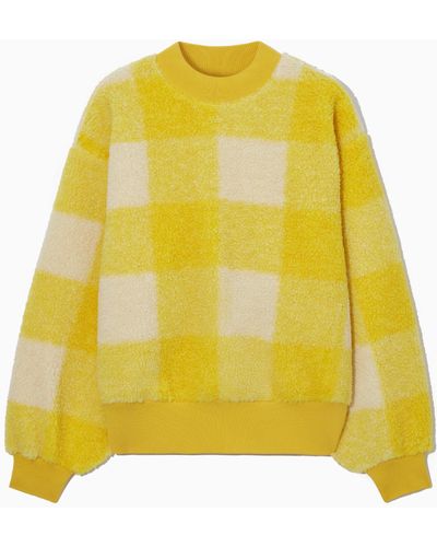 COS Oversized Checked Teddy Sweatshirt - Yellow
