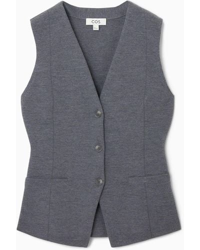 COS Longline Knitted Wool Vest - Gray