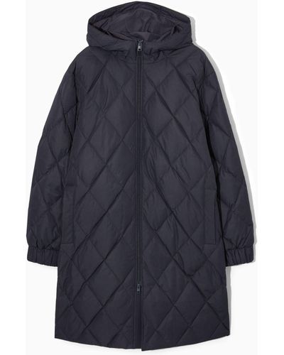 COS Diamond-quilted Padded Parka - Gray