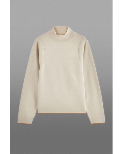 COS The Waisted Wool Mock-neck Jumper - Grey