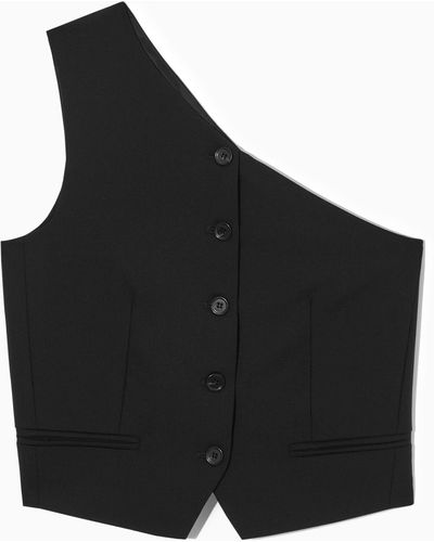COS Asymmetric Tailored Wool Waistcoat - Black