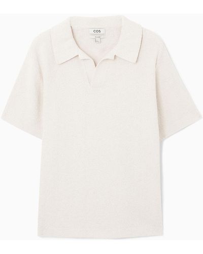 COS Bouclé-knit Polo Shirt - White