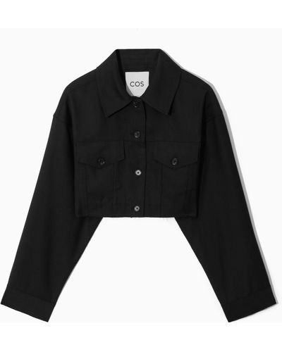 COS Oversized Cropped Wool Overshirt - Black