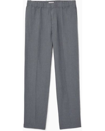 COS Straight-leg Elasticated Linen Trousers - Grey