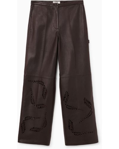 COS Eyelet Leather Utility Trousers - Grey