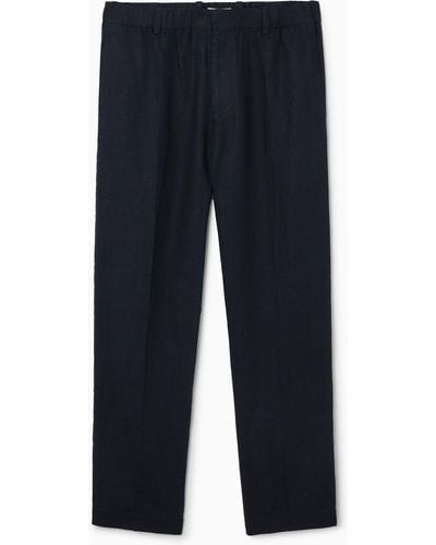 COS Straight-leg Elasticated Linen Pants - Blue