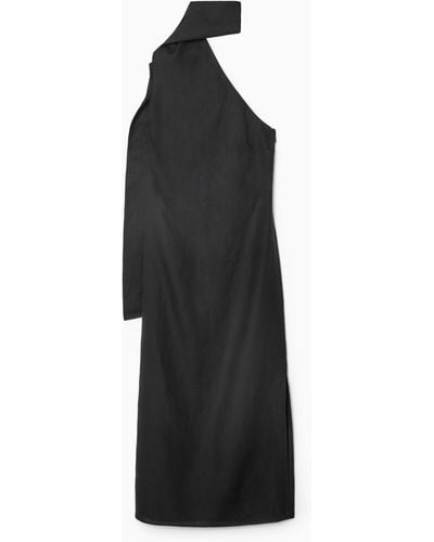 COS Scarf-detail Linen Dress - Black