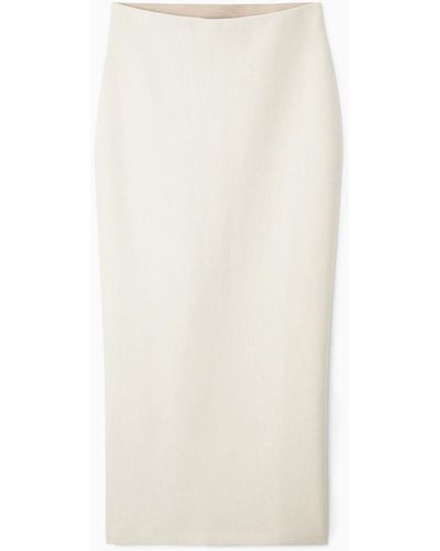 COS Double-faced Wool Column Maxi Skirt - White