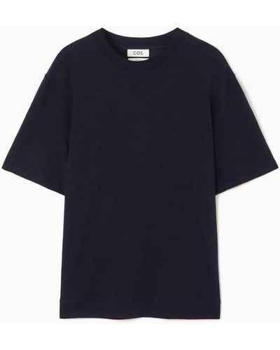 COS Short-sleeve Cotton-blend T-shirt - Blue