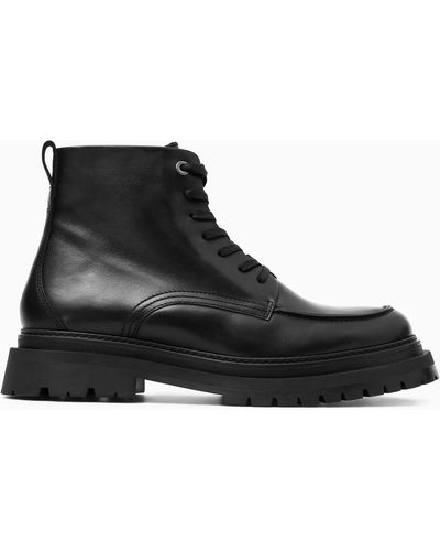 COS Chunky Leather Lace-up Boots - Black