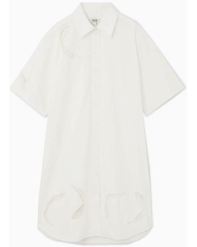 COS Eyelet Midi Shirt Dress - White
